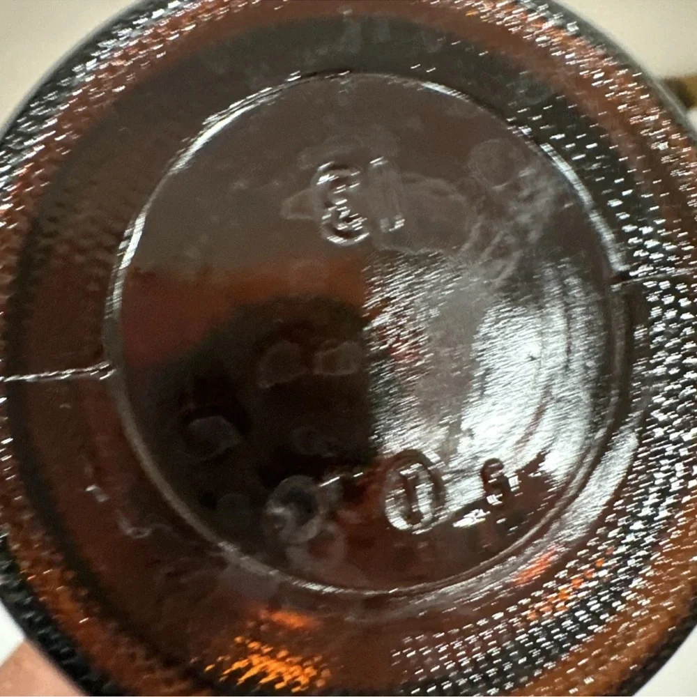 Vintage 1970's Borden Cremora Amber Glass Canister Apothecary Jar Fleur Di Lis